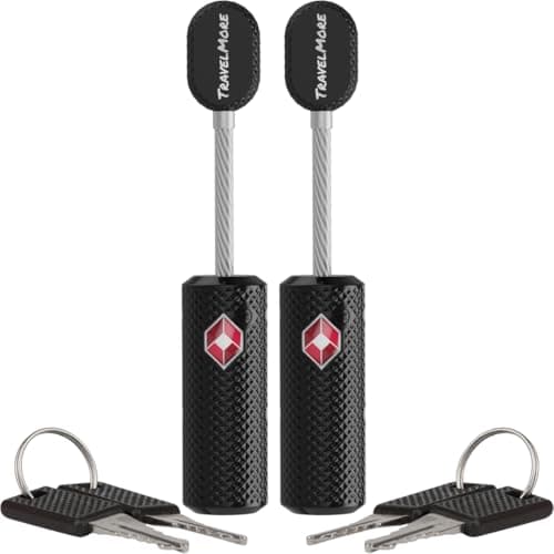 2-Pack TSA Approved Luggage Locks with Keys for Travel | Flexible, Ultra Secure Mini Key Padlocks Made from Zinc Alloy | Luggage Locks | TSA Locks | Black