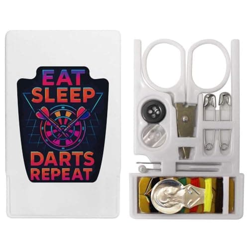Azeeda 'Eat Sleep Darts Repeat' Mini Travel Sewing Kit (SE00039410)