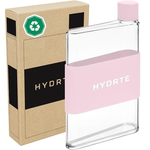 Hydrte Clear Water Bottle – 350ml Professional Cute Water Bottle for Travel, Slim, Lightweight & BPA-Free for Travel & Everyday Hydration (Champagne Pink)