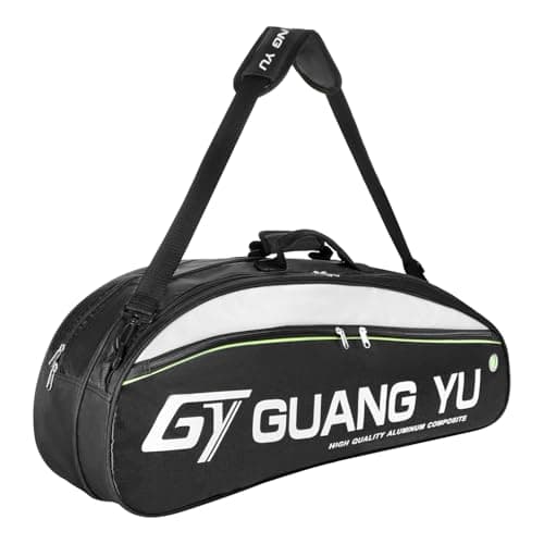 ITODA Large Capacity Waterproof Tennis Bag 6 Pack Badminton Racquet Handbag Portable Squash Racket Carrying Bag Adjustable Strap Battledore Sport Duffel Gym Equipment Carry Case Black