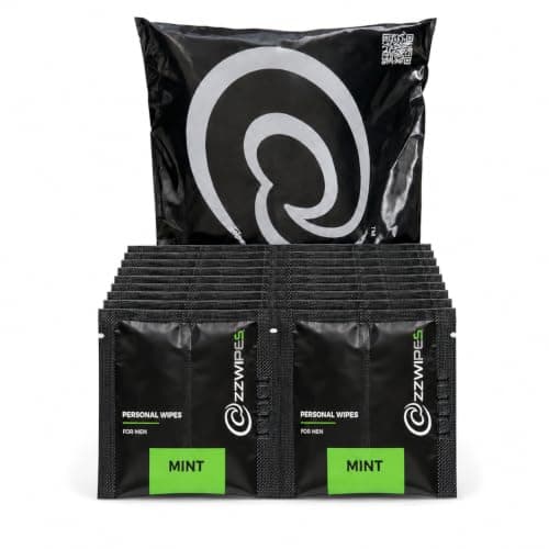 WILDFISH & CO Men's Intimate Wipes, 30 Mint-Scented Wet Wipes in 15 Individually Wrapped Twin Sachets for Male Hygiene, Gym, Travel and Everyday Freshening