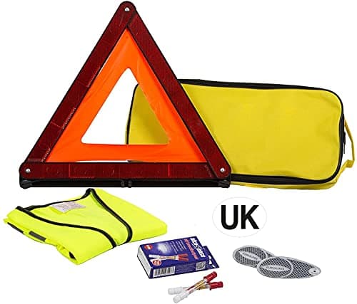 AA French Travel Kit AA5465 - Breathalysers, Warning Triangle, UK Badge, Headlamp Beam Converters, High-Vis Vest Covers Legal Requirements, Multicolor