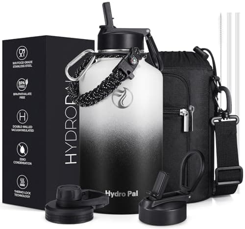 HydroPal Vacuum Insulated 1.9L Stainless Steel Water Bottle with Dual Lids
