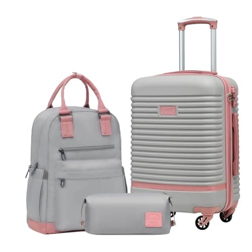 COOLIFE Suitcase Set, 3 Piece Luggage Sets with Travel Backpack & Wash Bag