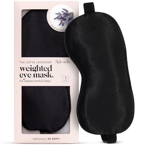 Kitsch Weighted Satin Sleep Mask for Sleep and Travel 116g - Black