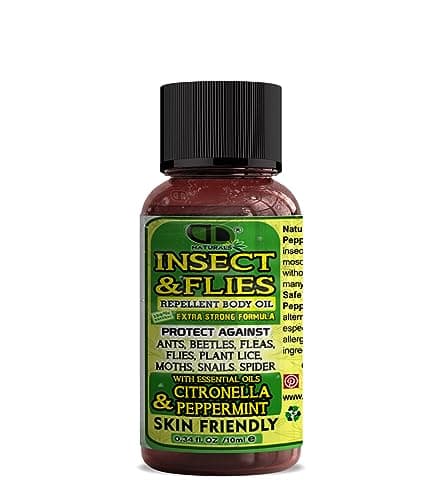 DD Teck Mosquito Repellent, Insect Repellent, Fly & Tick Repellent Body Oil with Citronella & Peppermint Essential Oils for All Body Types DEET-Free. Safe for Women & Kids. Travel Size (10ml Cap)