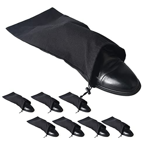BlesMaller Shoe Bags for Travel 100% Cotton Golf Shoe Bags for Men & Women Dust Storage Bags (Black, 8er/Set)