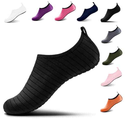 Steppli Water Shoes Beach Swim Aqua Wet Socks Yoga Quick-Dry Breathable Weitsuit Non Slip Lightweight Shoes for Men Women Black EU36/37=UK3/4