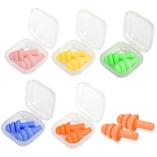 5 Pairs Reusable Silicone Swimming Ear Plugs, Waterproof Noise Cancelling for Swim, Sleep, Study & Travel