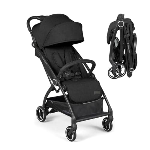 Ickle Bubba Aries Autofold Stroller – Lightweight Compact Fold Travel Pushchair, One-Hand Auto-Fold, Only 6.1kg, Birth to 22kg, Multi-Position Recline, UPF 50+ Hood (Black)