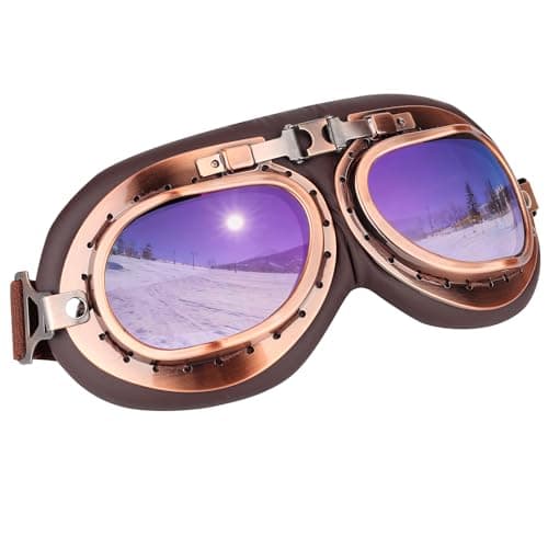 Cretassion Brown Ski and Snowboard Goggles for Men and Women, UV Protection, Compatible with Helmets, Anti-Fog Ski Goggles, Sport Goggles for Skiing, Motorcycling, Cycling, and Skateboarding