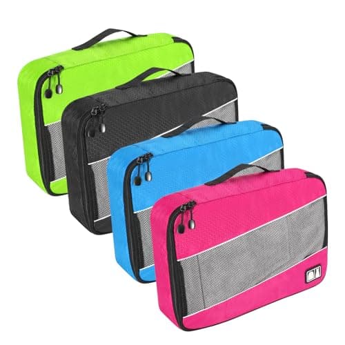 Packing Cubes for Suitcases,SWEDOU 4pcs Large Packing Cubes Luggage Carry-On Suitcase Oragniser Bags for Travel Waterproof Storage Bag for Clothes (4color)