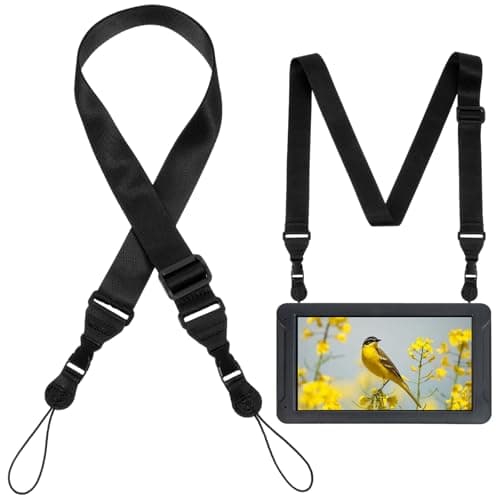 Larrel Adjustable Shoulder Strap, Comfortable Nylon Neck Strap, Black Neck Lanyard for Camera, Tablet, Binocular, Cellphone, Crossbody, Laptop, Luggage Bag