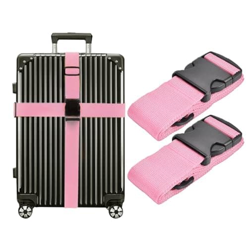 Luggage Straps - Suitcase Straps, Adjustable Luggage Belt, Thickened Packing Belts, Baggage Security Straps, Travelling Luggage Accessories for Handbag, Luggage, Suitcase, Carts (Pink, 2PCS)