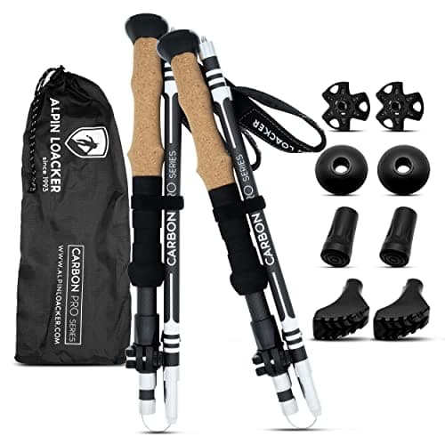 Alpin Loacker Carbon Pro Series Hiking Poles - Foldable trekking poles with cork grip for hiking, trail running and Nordic walking,100-120cm