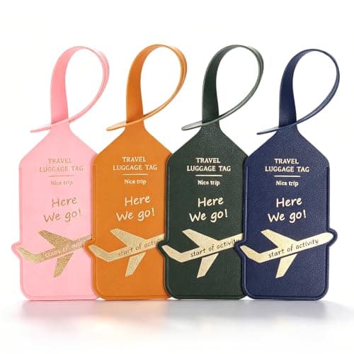 4 Pack Luggage Tags PU Suitcase Tags with ID Card Waterproof Suitcase Label