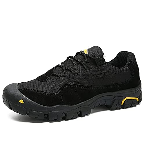 LZQpearl Men's Trekking & Hiking Shoes, Outdoor Walking Shoes for All-season, Lightweight Low Top Sports Shoes, Climbing, Travelling, Fishing Camping, Running (Black,38 (UK 5.5))