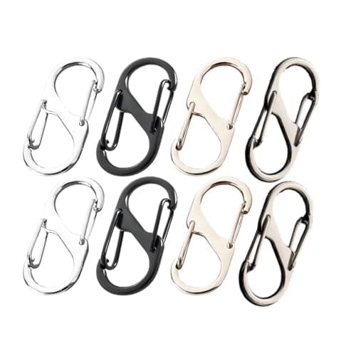 8 Pcs Zipper Locks with Carabiner Clip, Black Silver Gold Anti Theft Travel Locks, Small Theft Deterrent Bag for Luggage Backpacks Traveling Bags and Handbags