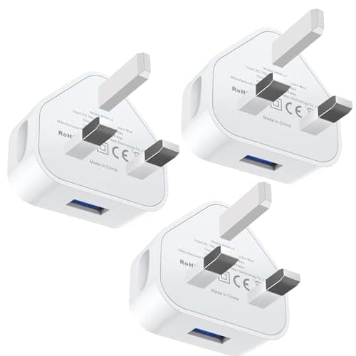 USB Plug 3 Pack, USB Mains Charger Adaptor UK 5V 1A Wall Charging Plug Adapter for iPhone Apple 14/14 Pro/14 Pro Max/14 Plus/13/12/11/XS/X/XR/8/7/6/6S Plus/5, for iPad i Phone more deivces