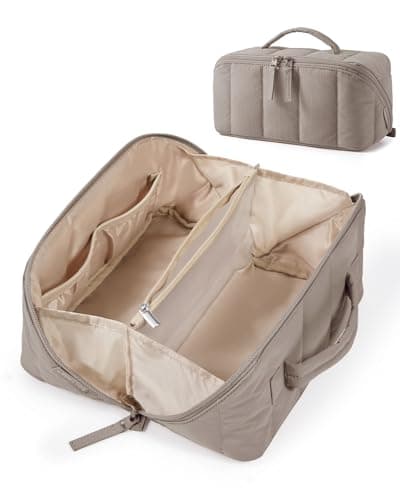 BAGSMART Travel Makeup Cosmetic Bag for Women, Flat Lay, with Clear Pocket