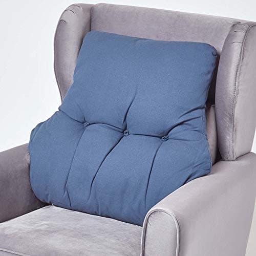 HOMESCAPES Navy Blue Back Support Cushion Thick Lumbar Cushion for Armchair, Desk Chair or Sofa Soft 100% Cotton Orthopaedic Posture Cushion, 15cm Deep