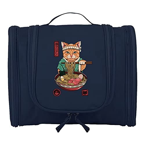 Travel Hanging Toiletry Bag for Women and Men, Toiletries Organizer, Bathroom Shaving Kit for Cosmetics, Makeup Case Wash Bag (Noodle Cat)