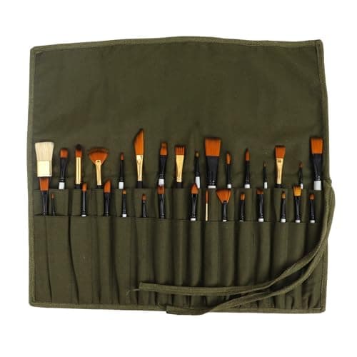 Liquidraw 30 Pocket Roll Up Canvas Paint Brush Holder, 53 x 45cm (Green)