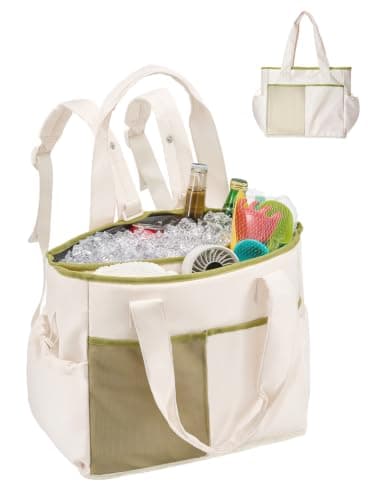 2 in 1 Insulated Dry-wet Separation Cooler Backpack Shoulder Bag 12-Hour Cold Retention, Large Leakproof Soft Cooler Bag, Waterproof Travel Cooler for Beach, Picnic, Camping for Women White