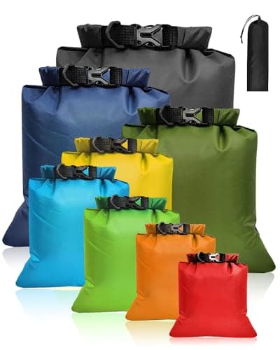 Evolpor 8-PCS Waterproof Dry Bag Set, Equipped with 12L 10L 8L 5L 3.5L 3L 2.5L 1.5L Large Capacity Tear Resistant Dry Bags, Waterproof Storage Bag for Hiking Camping Fishing Cycling (Multi Color)