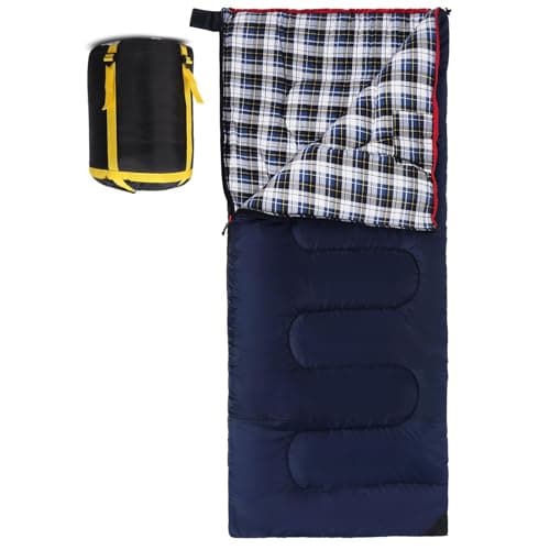 REDCAMP Cotton Flannel Sleeping Bag for Adults,3-4 Season,Blue 3lbs
