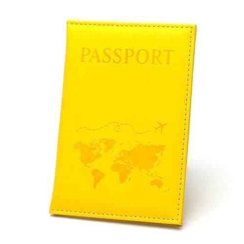 StoneMaxi Passport Cover UK Waterproof Passport Holder Travel Accessories Passport Protector PU Leather for Travel Business Cards Credit Cards and Boarding Passes (World Map-Yellow)