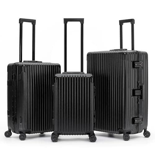 Flight Knight Premium Travel Suitcase - 8 Spinner Wheels - Built-in TSA Lock Lightweight Aluminium Frame, ABS Hard Shell Carry on Check in Luggage Highly Durable - Approved for Over 100 Airlines