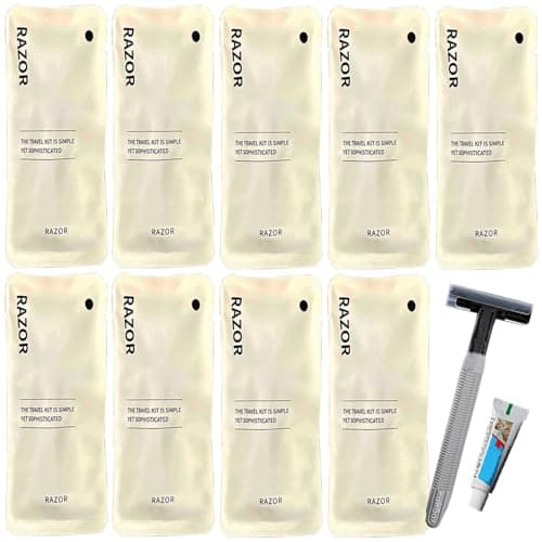 10Pack Sensitive Skin Multipurpose Hotel Disposable Razors Kit With Shave Cream; Individually Wrapped Hypoallergenic Manual Shave Set for Guests; Travel Shaving Razor for Hotel,Travel, Daily Use