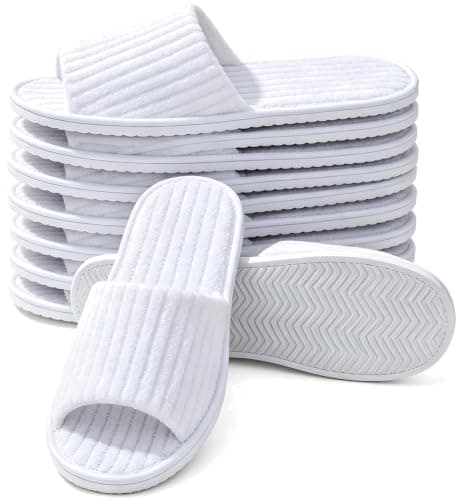 Defresit 6 Pairs Disposable Open Toe Spa Slippers Flat Washable Foldable