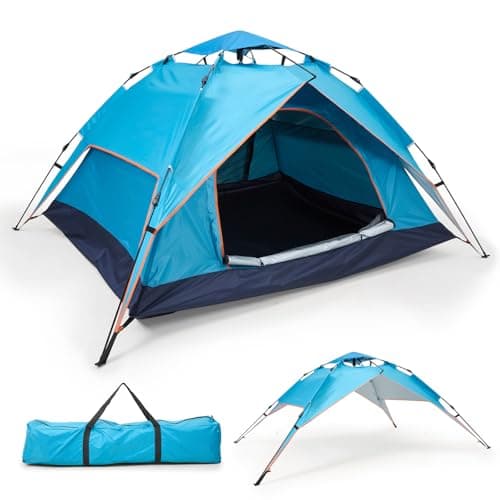 Warmiehomy 2-3 Man Pop Up Tent Double Layer, Blue