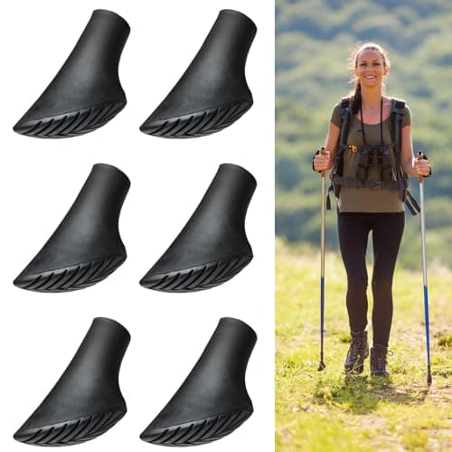 Xynovate 6 Pieces Nordic Walking Pads, Walking Pole Rubber Tips, Walking Stick Caps, Trekking Poles Spare Parts for Asphalt, Gravel, Mountains, Hiking