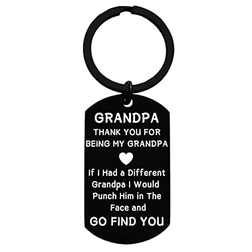 Nimteve Grandpa Gifts Grandpa Birthday Gifts Keyrings Grandpa Keying from Grandson Christmas Grandpa Gift Granddad keyring Grandfather Keychains Father's Day Birthday Gift for Granddad (black)