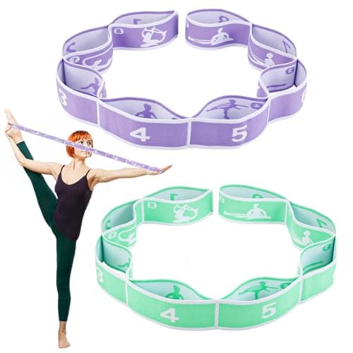 Meng Jiaran 2 Pcs Stretching Bands Yoga Straps with 8 Adjustable Loops