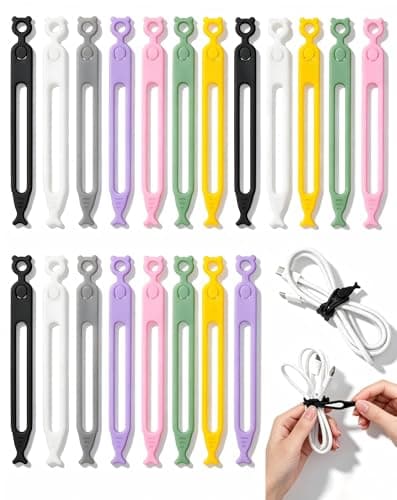 20 Pack Reusable Cable Ties Silicone Cable Straps for Desk