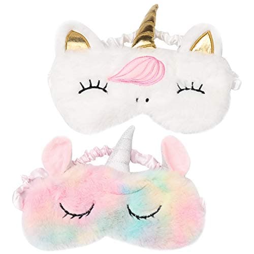 2 Pack Kids Eye Mask for Sleeping, Plush Sleep Masks with Elastic Strap