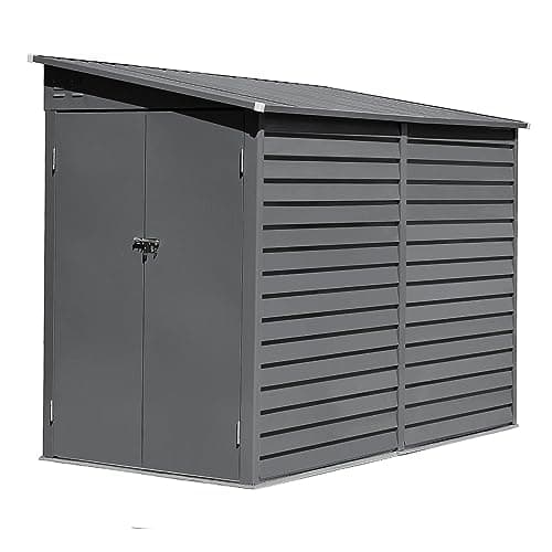 Panana Outdoor Metal Garden Shed Storage Box Bike Tool House (L 144cm x W 270cm x H 202cm, Black, Alloy Steel)