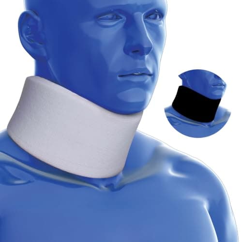 White Foam Neck Collar Neck Brace Adjustable Soft Cervical Collar for Neck Support, Neck Pain Relief & Whiplash Recovery, Orthopaedic Medical Neck Brace for Sleeping, Travel & Daily Wear (S/M Junior)