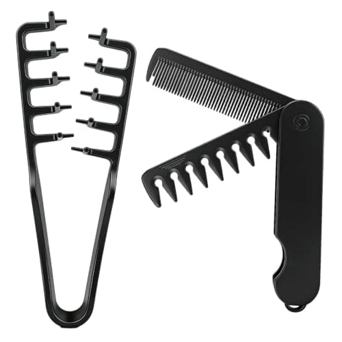 Texture Comb, Texture Wide Tooth Comb, Dual Tool Set for Men's Hair Styling, ABS Material Black, Volume Boosting Tool for Daily Grooming Home Barber and Travel