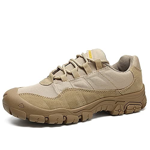 LZQpearl Men's Trekking & Hiking Shoes, Outdoor Walking Shoes for All-season, Lightweight Low Top Sports Shoes, Climbing, Travelling, Fishing Camping, Running (Beige,46 (UK 9.5))