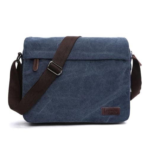 LOSMILE Men's Messenger Bag, Canvas Shoulder Bags, 13.3" Laptop Bags for Work and School,Cross-Body Bags.(BLUE)