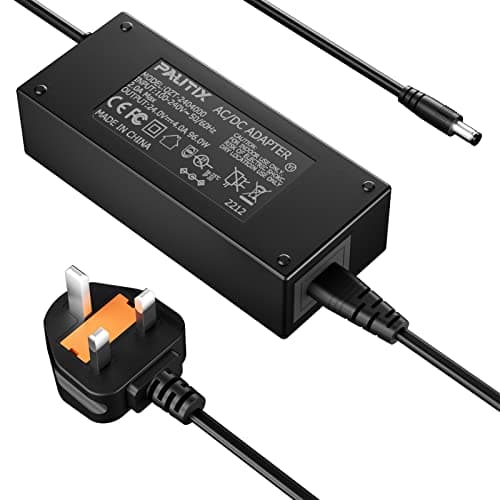 PAUTIX UK Power Supply Adapter 24V 4A 96W, Power Plug AC 100-240V to DC 24V Driver Converter Transformer for LED Strip Light, CCTV Security System, Router