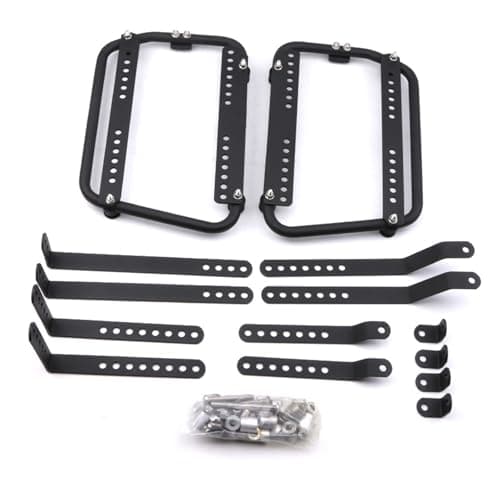 2024 Upgrade Pannier Rack Universal Motorcycle Side Box Bracket Motor E-Bike Side Luggage Boxes Steady Frame Kits Motorbike Rear Trunk Luggage Rack, Stainless Steel, Matte Black