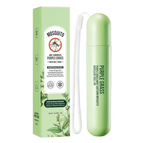 Purple Grass Mosquito Bite Relief, Bite and Sting Relief, Provides Relief from Mosquito, Midge, Wasp and Bug Bites, Roll-On Soothing Mosquito Repellent, Cooling Travel Essentials, 18ml
