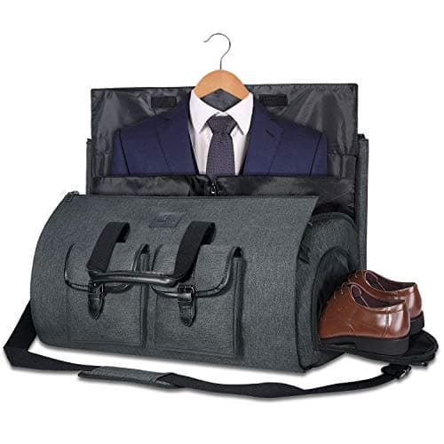UNIQUEBELLA Travel Suit Carrier Garment Duffel Bag Fiber Large Holdall for Men with Shoe Compartment (Dark Grey)