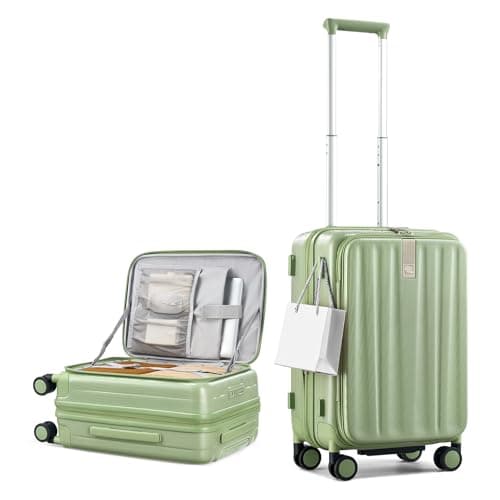 Hanke Carry On Luggage PC Hardshell Luggage Top Open Suitcases, Bamboo Green, 20 Inch Expandable, Hardside Luggage With Spinner Wheels